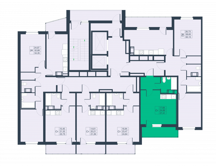 Студия 27.41 м²